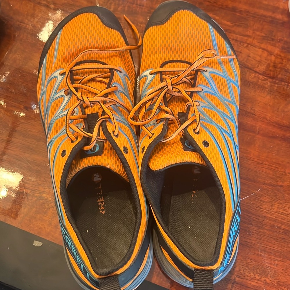 Orange merrell shoes men’s